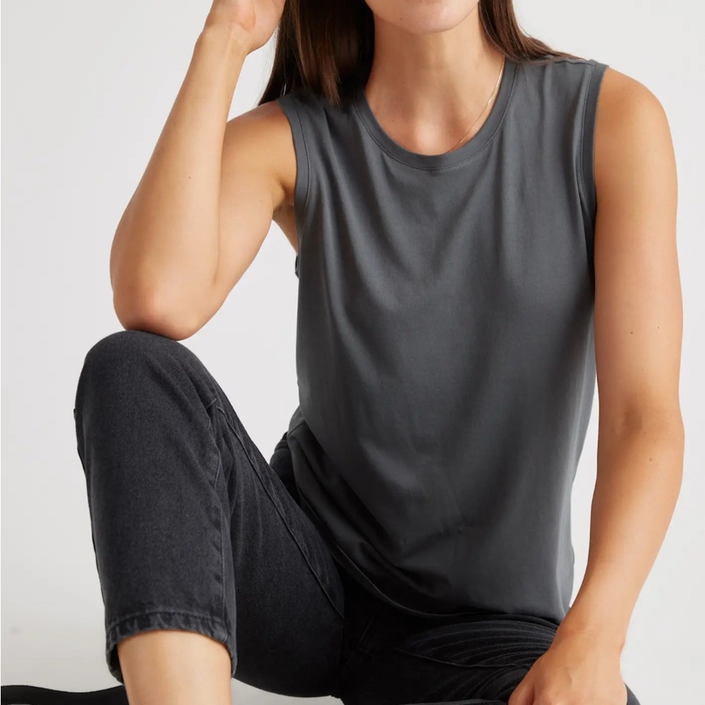 Quince Charcoal Sleeveless Muscle Tee